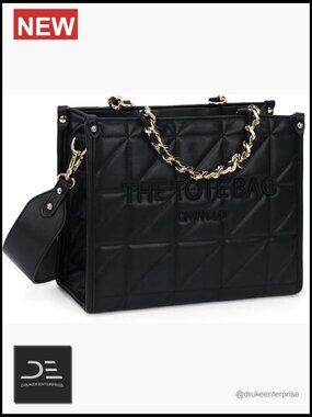 Faux Leather Quilted Satchel Tote Bag with Shoulder Strap Crossbody